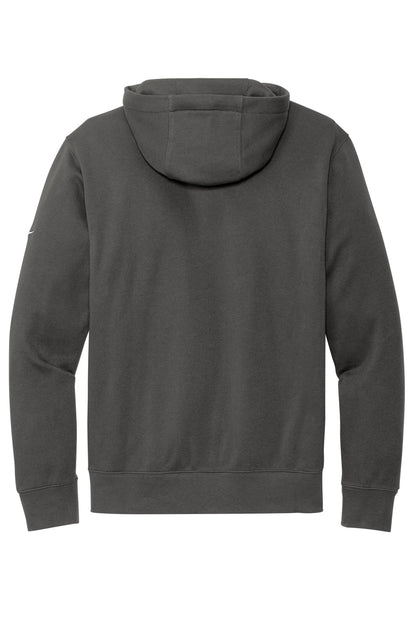 Rear View of Anthracite Nike Club Fleece Sleeve Swoosh Pullover Hoodie NKDR1499