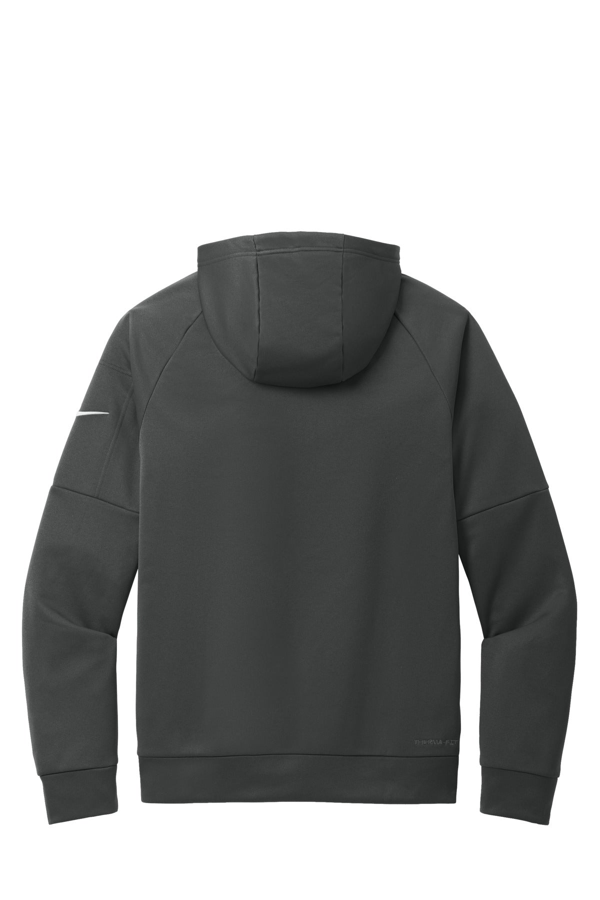 Rear View of Anthracite Nike Therma-FIT Pocket 1/4-Zip Fleece Hoodie NKFD9742