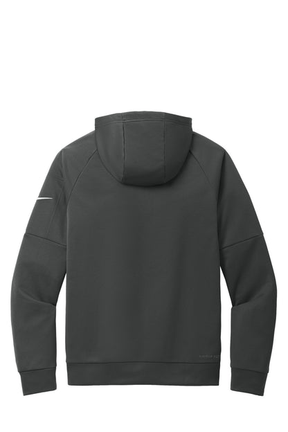 Rear View of Anthracite Nike Therma-FIT Pocket 1/4-Zip Fleece Hoodie NKFD9742