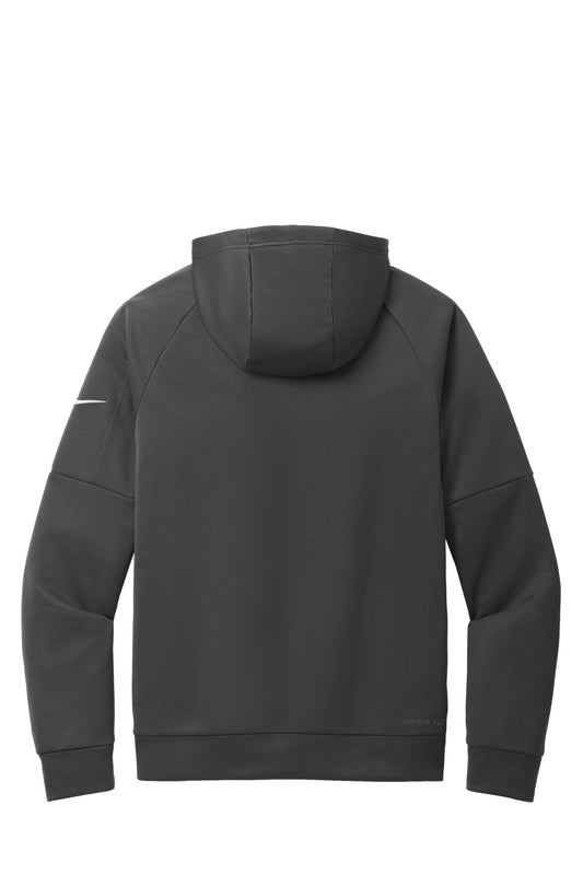 Rear View of Anthracite Nike Therma-FIT Pocket 1/4-Zip Fleece Hoodie NKFD9742