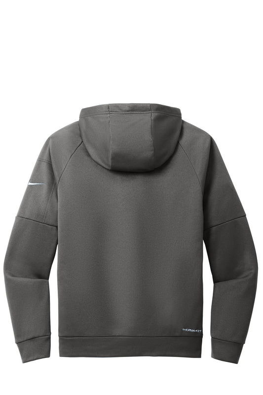 Rear View of Anthracite Nike Therma-FIT Pocket Full-Zip Fleece Hoodie NKFD9859