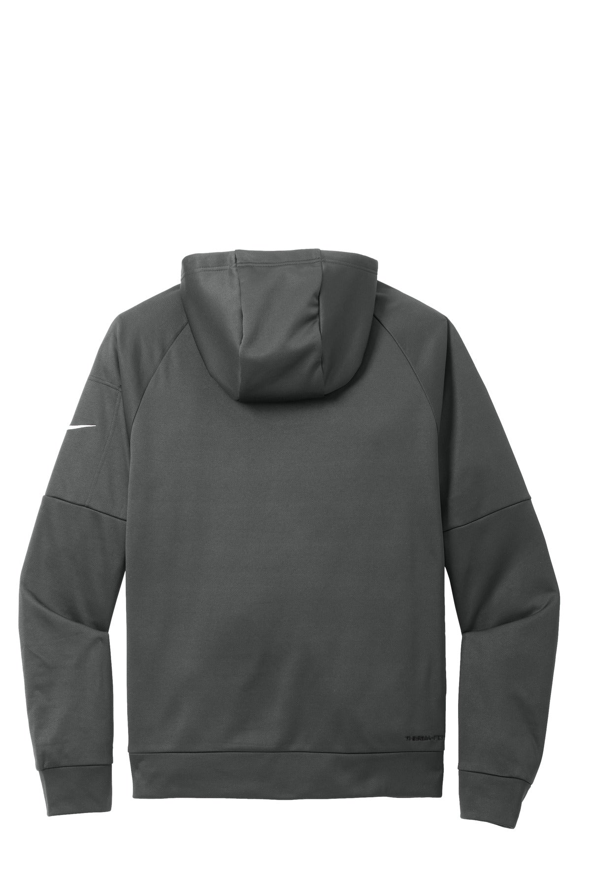 Rear View of Anthracite Nike Therma-FIT Pocket Pullover Fleece Hoodie NKFD9735