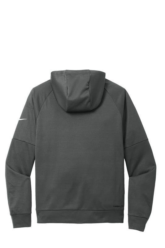 Rear View of Anthracite Nike Therma-FIT Pocket Pullover Fleece Hoodie NKFD9735