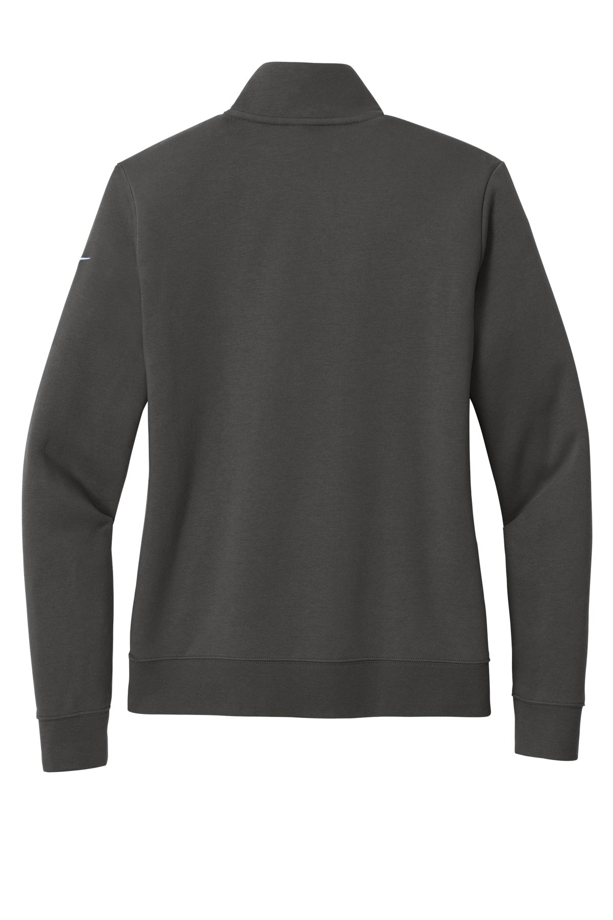 Rear View of Anthracite Nike Women's Club Fleece Sleeve Swoosh 1/2-Zip NKDX6720