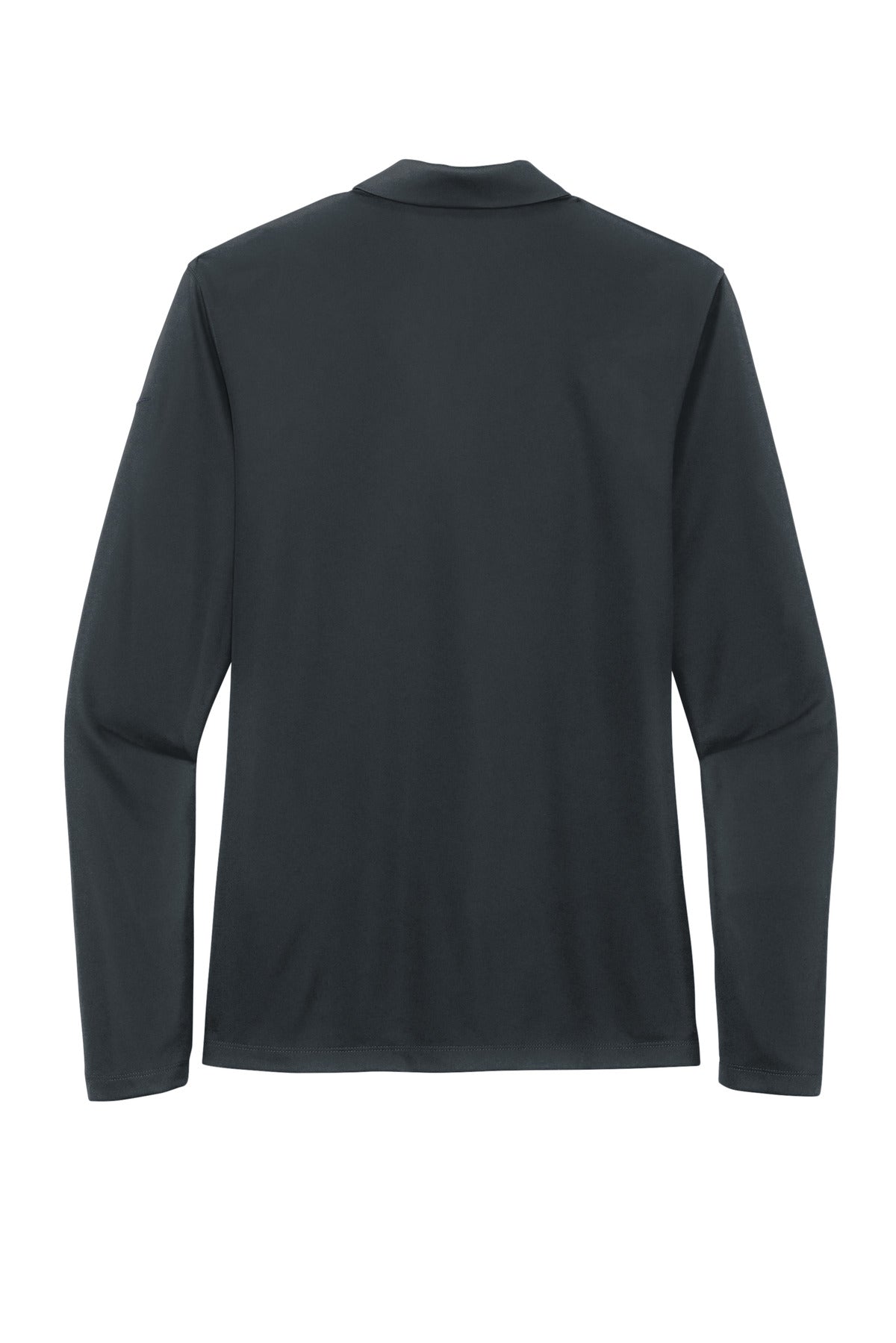 Rear View of Anthracite Nike Women's Dri-FIT Micro Pique 2.0 Long Sleeve Polo NKDC2105