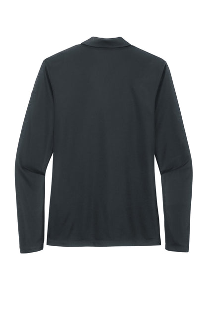 Rear View of Anthracite Nike Women's Dri-FIT Micro Pique 2.0 Long Sleeve Polo NKDC2105