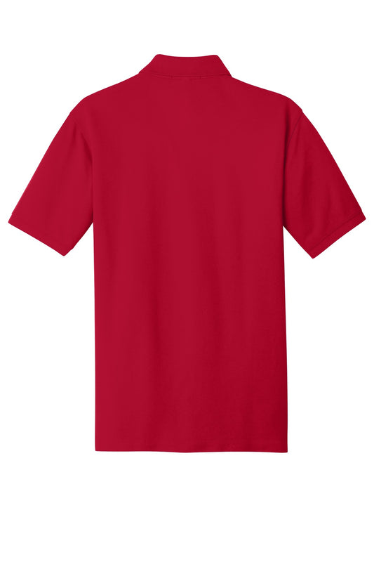 Rear View of Apple Red Port Authority EZCotton Polo. K8000