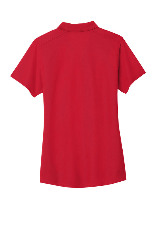 Rear View of Apple Red Port Authority Women's EZPerformance Pique Polo. LK600