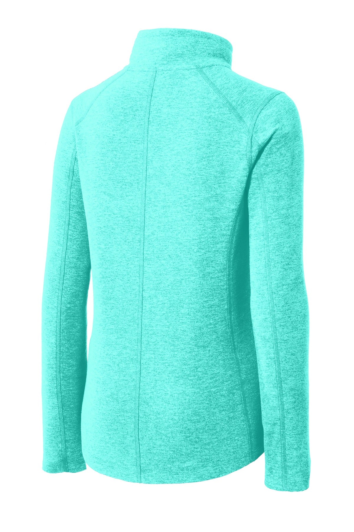 Rear View of Aqua Green Hea Port Authority Women's Heather Microfleece Full-Zip Jacket. L235