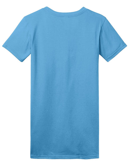 Rear View of Aquatic Blue District Women's Fitted The Concert Tee DT5001