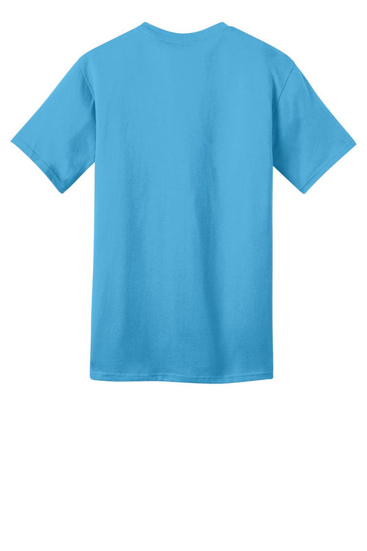 Rear View of Aquatic Blue Port & Company - Ring Spun Cotton Tee. PC150