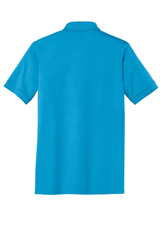 Rear View of Aquatic Blue Port & Company Tall Core Blend Jersey Knit Polo. KP55T