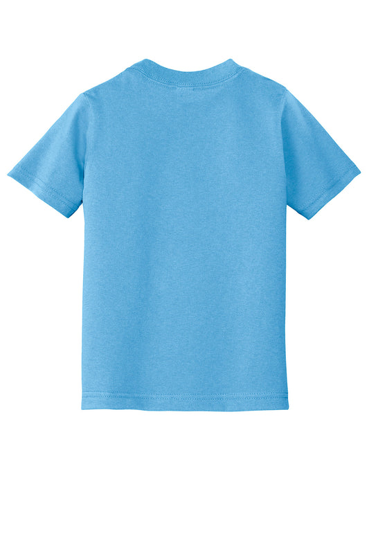 Rear View of Aquatic Blue Port & Company Toddler Core Cotton Tee. CAR54T
