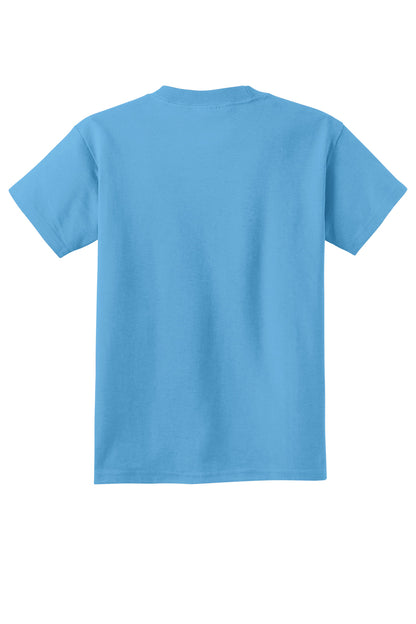 Rear View of AquaticBl Port & Company Youth Core Cotton DTG Tee PC54YDTG