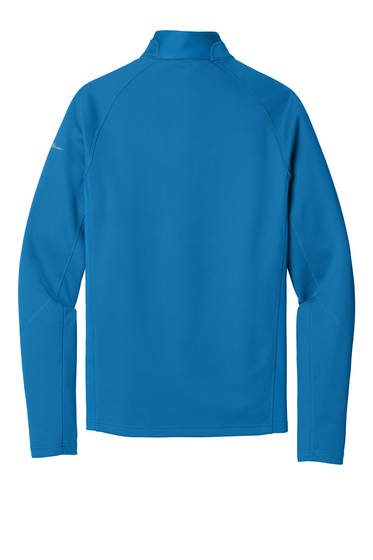 Rear View of Ascent Blue Eddie Bauer 1/2-Zip Performance Fleece. EB234