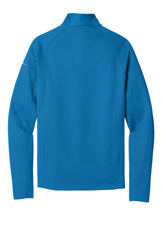 Rear View of Ascent Blue Eddie Bauer 1/2-Zip Performance Fleece. EB234