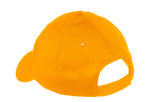 Rear View of Ath Gold Port & Company Youth Six-Panel Twill Cap. YCP80