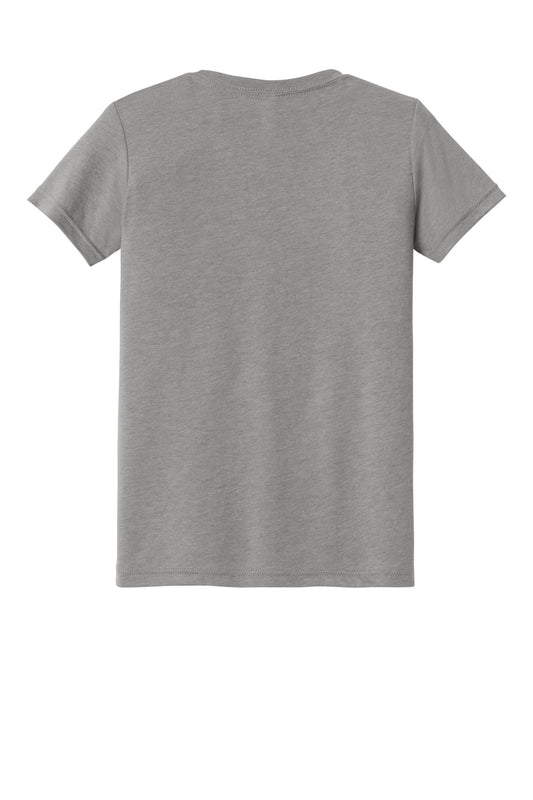 Rear View of Athl Grey Tb BELLA+CANVAS Youth Triblend Short Sleeve Tee. BC3413Y