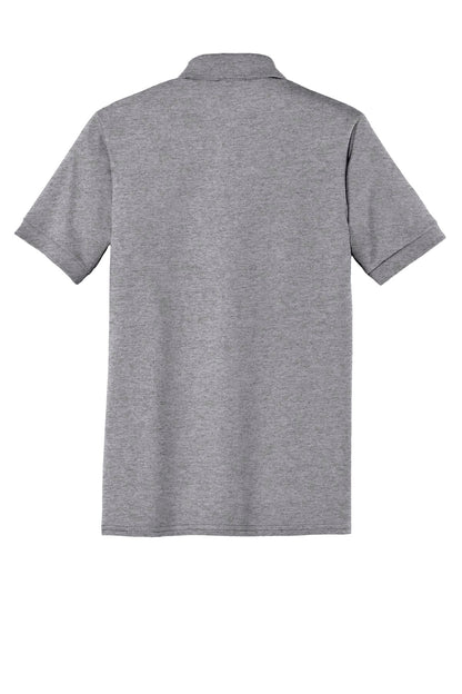 Rear View of Athletic Hthr Port & Company Core Blend Jersey Knit Pocket Polo. KP55P