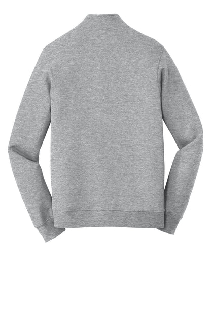 Rear View of Athletic Hthr Port & Company Fan Favorite Fleece 1/4-Zip Pullover Sweatshirt. PC850Q
