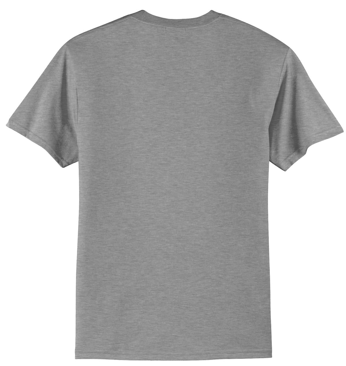 Rear View of Athletic Hthr Port & Company Tall Core Blend Tee. PC55T