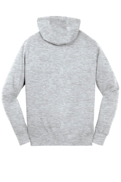 Rear View of Athletic Hthr Sport-Tek Full-Zip Hooded Sweatshirt. ST258