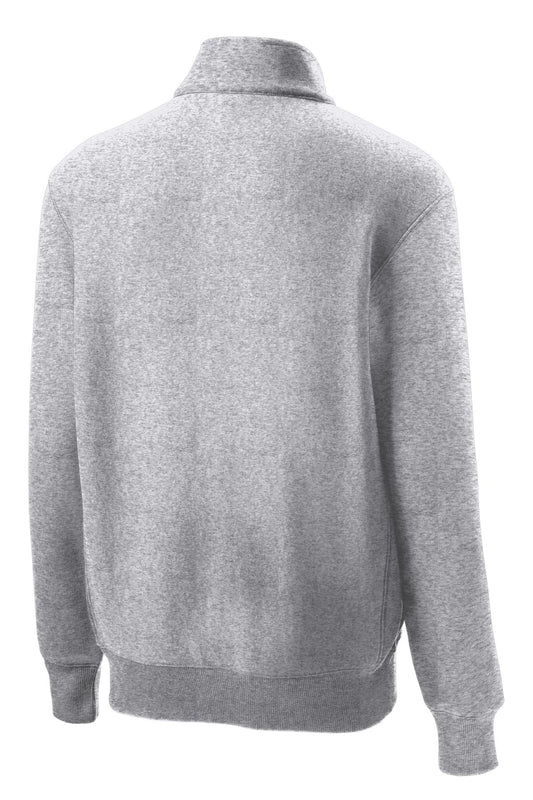 Rear View of Athletic Hthr Sport-Tek Super Heavyweight 1/4-Zip Pullover Sweatshirt. ST283