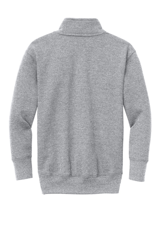 Rear View of AthlHthr Port & Company Youth Core Fleece 1/4-Zip Pullover Sweatshirt PC78YQ