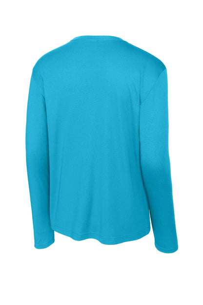 Rear View of Atomic Blue Sport-Tek Tall Long Sleeve PosiCharge Competitor Tee. TST350LS