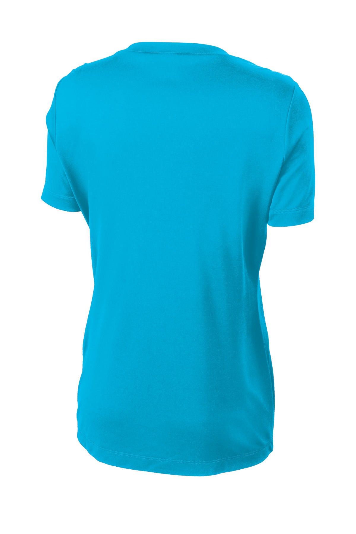 Rear View of Atomic Blue Sport-Tek Women's PosiCharge Competitor Tee. LST350