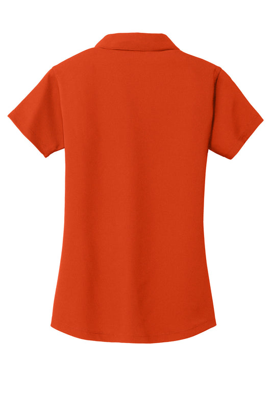 Rear View of Autumn Orange Port Authority Women's Dry Zone Grid Polo. L572
