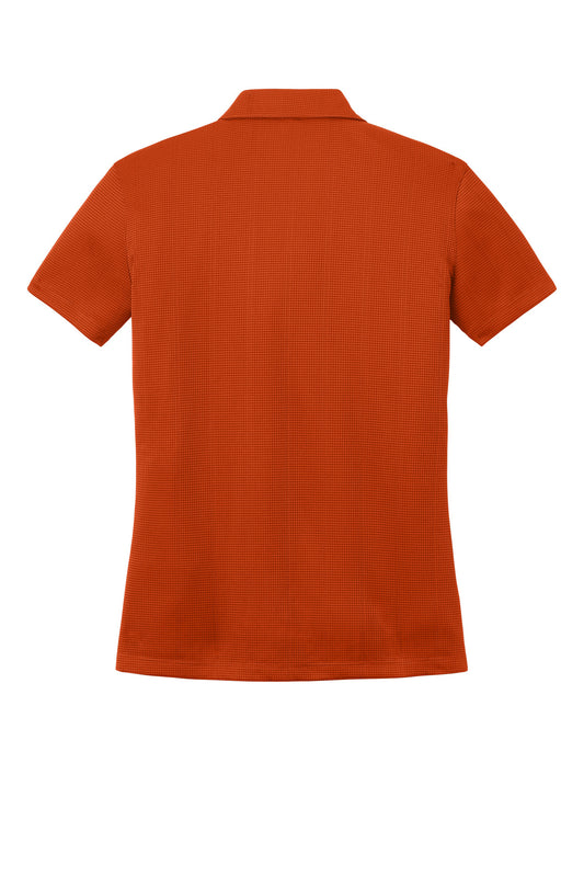 Rear View of Autumn Orange Port Authority Women's Performance Fine Jacquard Polo. L528