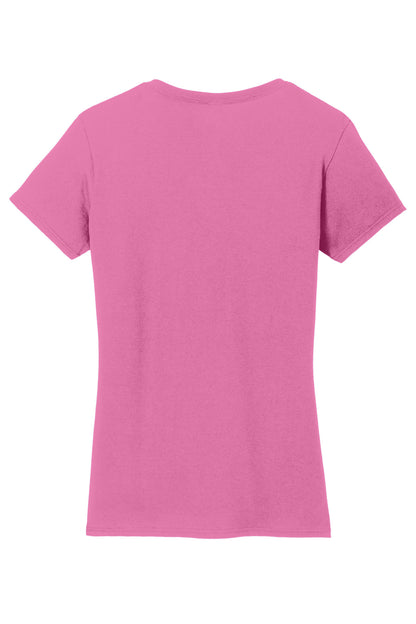 Rear View of Azalea Gildan Women's Heavy Cotton 100% Cotton V-Neck T-Shirt. 5V00L