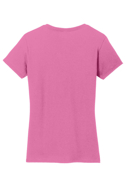 Rear View of Azalea Gildan Women's Heavy Cotton 100% Cotton V-Neck T-Shirt. 5V00L