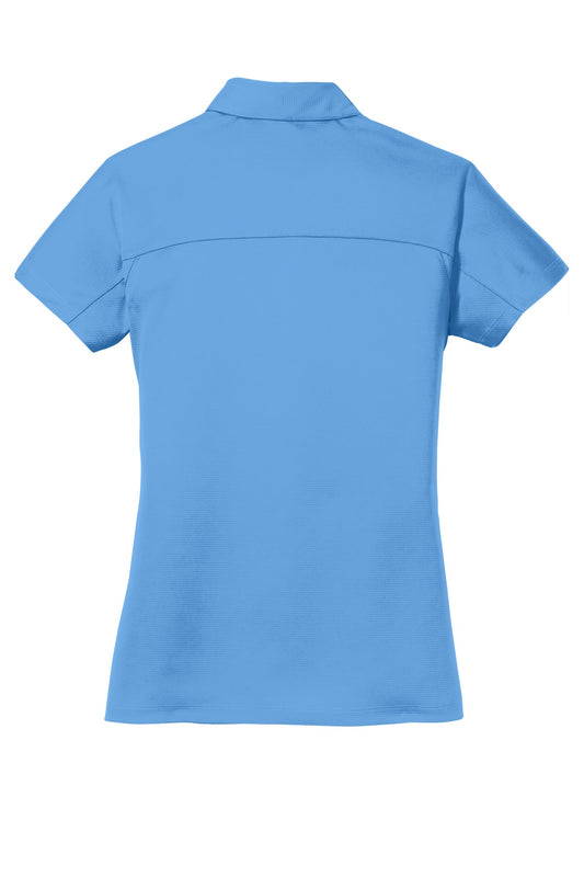 Rear View of Azure Blue Port Authority Women's Crossover Raglan Polo. L575