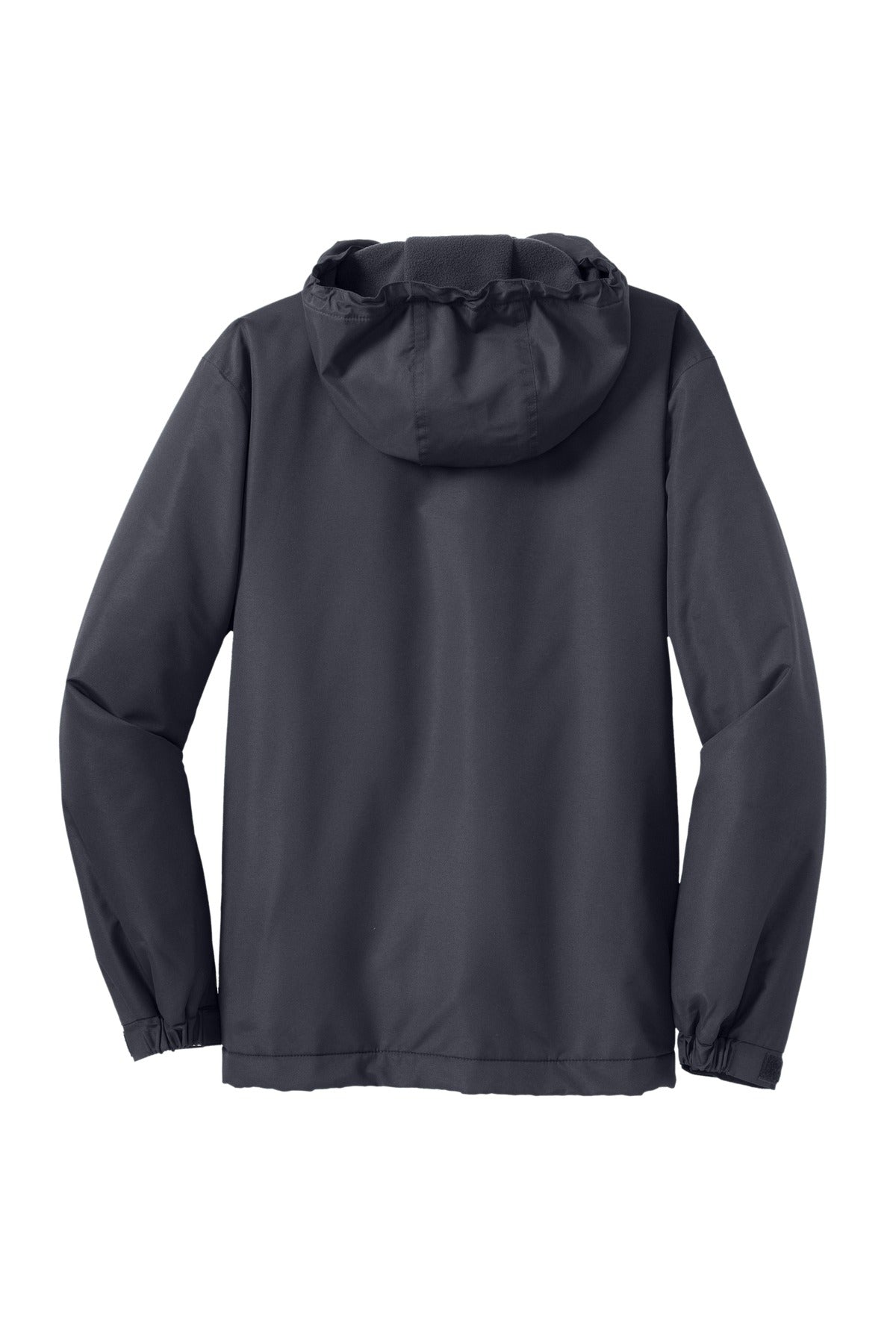 Rear View of Batlshp Grey Port Authority Hooded Charger Jacket. J327