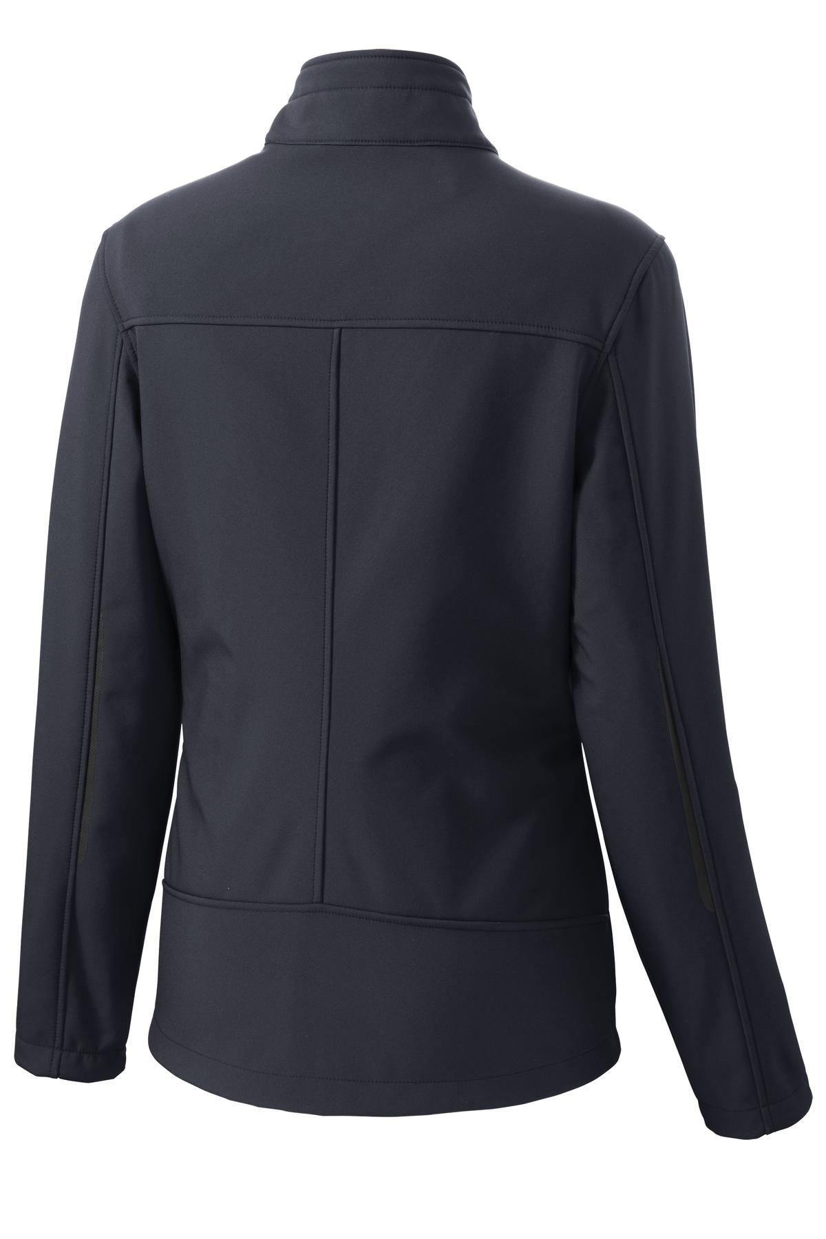 Rear View of Batlshp Grey Port Authority Women's Welded Soft Shell Jacket. L324