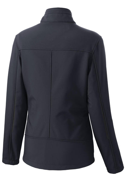 Rear View of Batlshp Grey Port Authority Women's Welded Soft Shell Jacket. L324
