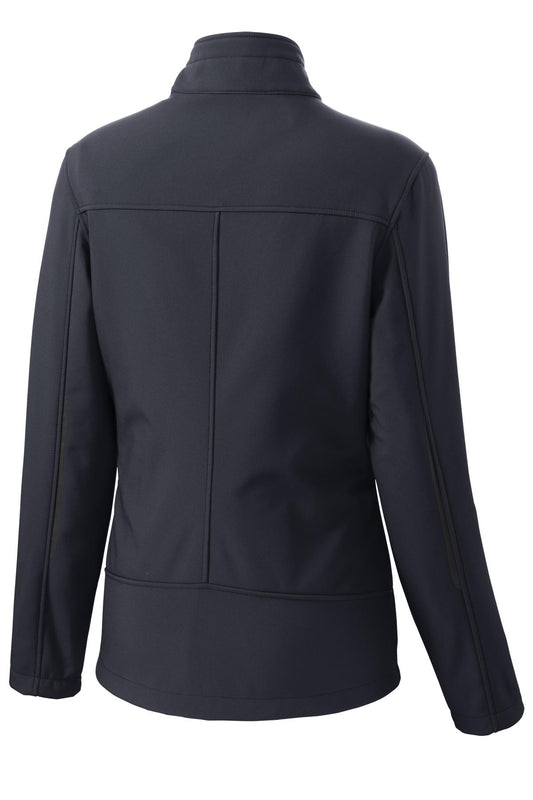 Rear View of Batlshp Grey Port Authority Women's Welded Soft Shell Jacket. L324