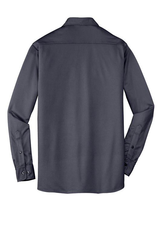 Rear View of Battleship Gry Port Authority Dimension Knit Dress Shirt. K570