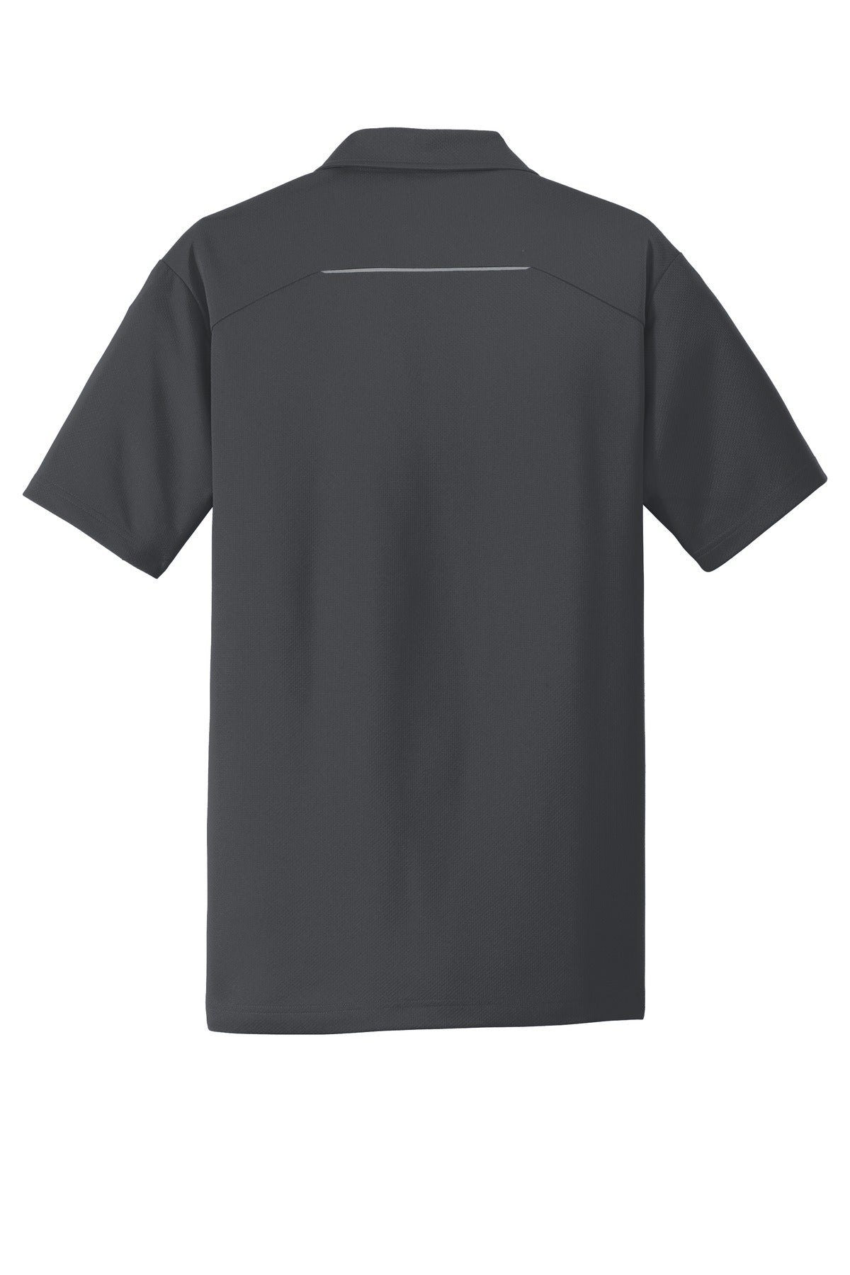 Rear View of Battleship Gry Port Authority Pinpoint Mesh Polo. K580