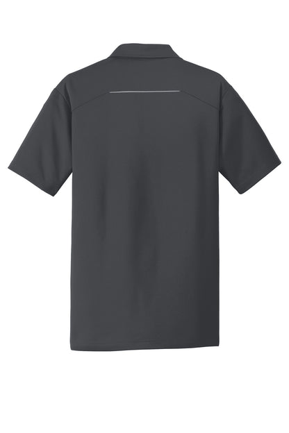 Rear View of Battleship Gry Port Authority Pinpoint Mesh Polo. K580