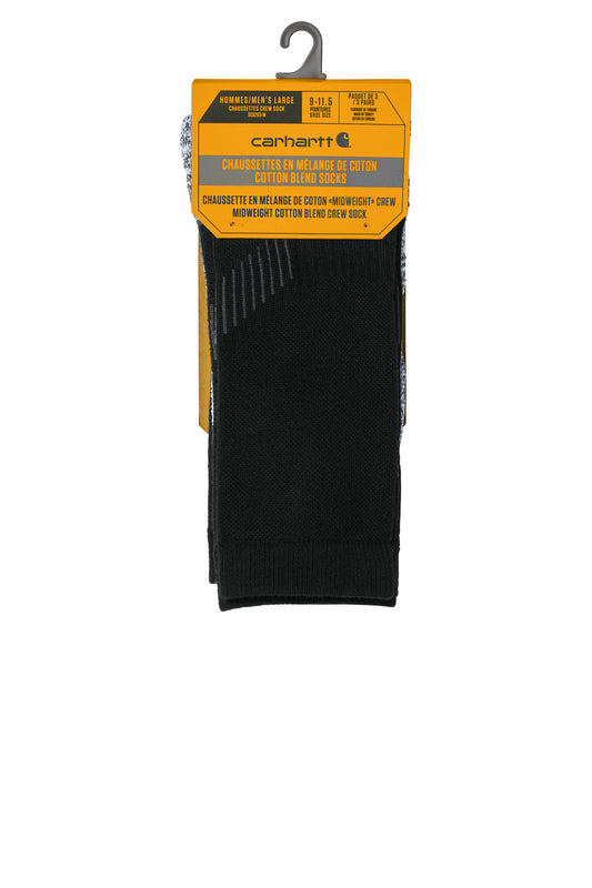 Rear View of Black Carhartt Force Midweight Crew Sock (3-Pack) CTSC4223