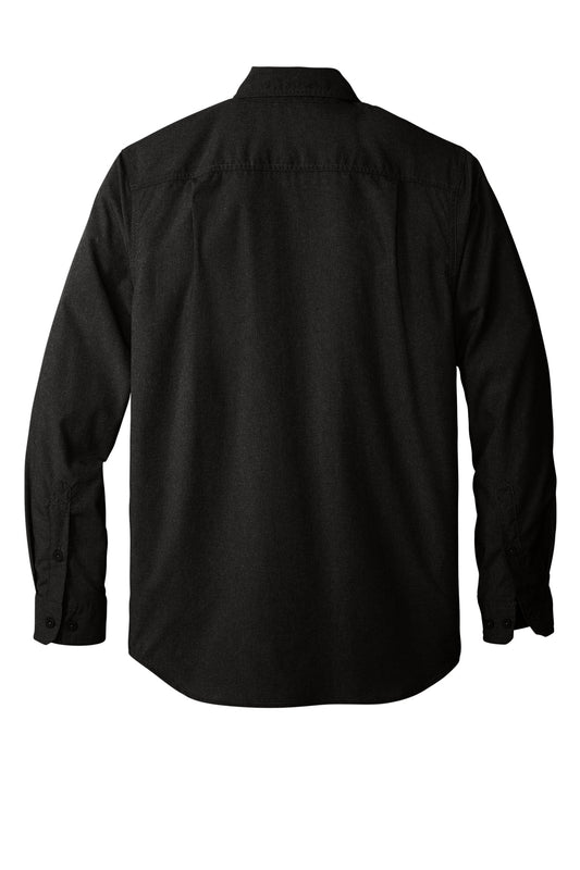 Rear View of Black Carhartt Force Solid Long Sleeve Shirt CT105291