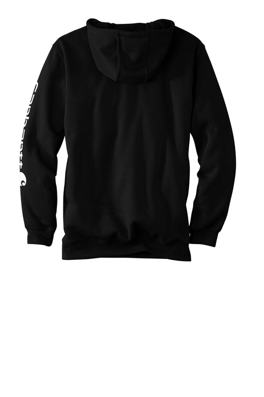 Rear View of Black Carhartt Midweight Hooded Logo Sweatshirt CTK288