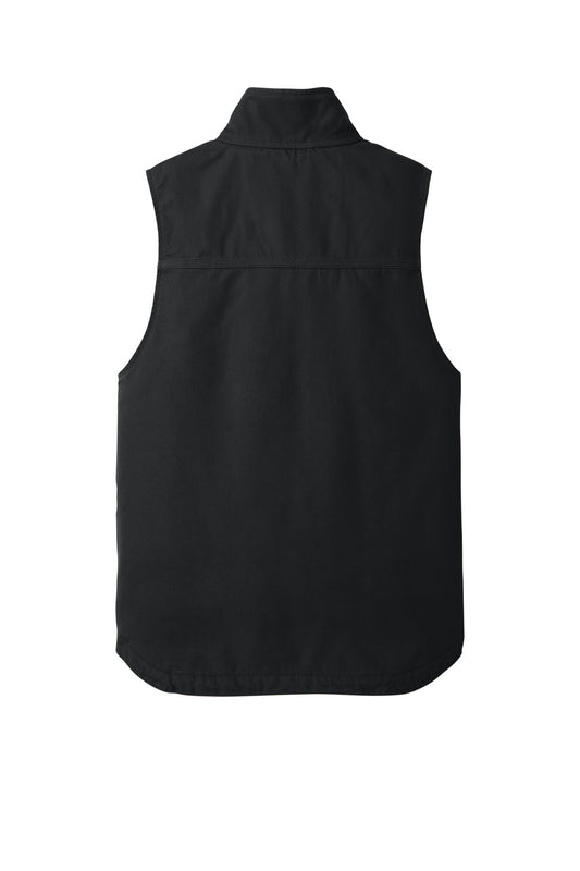 Rear View of Black Carhartt Sherpa-Lined Mock Neck Vest CT104277