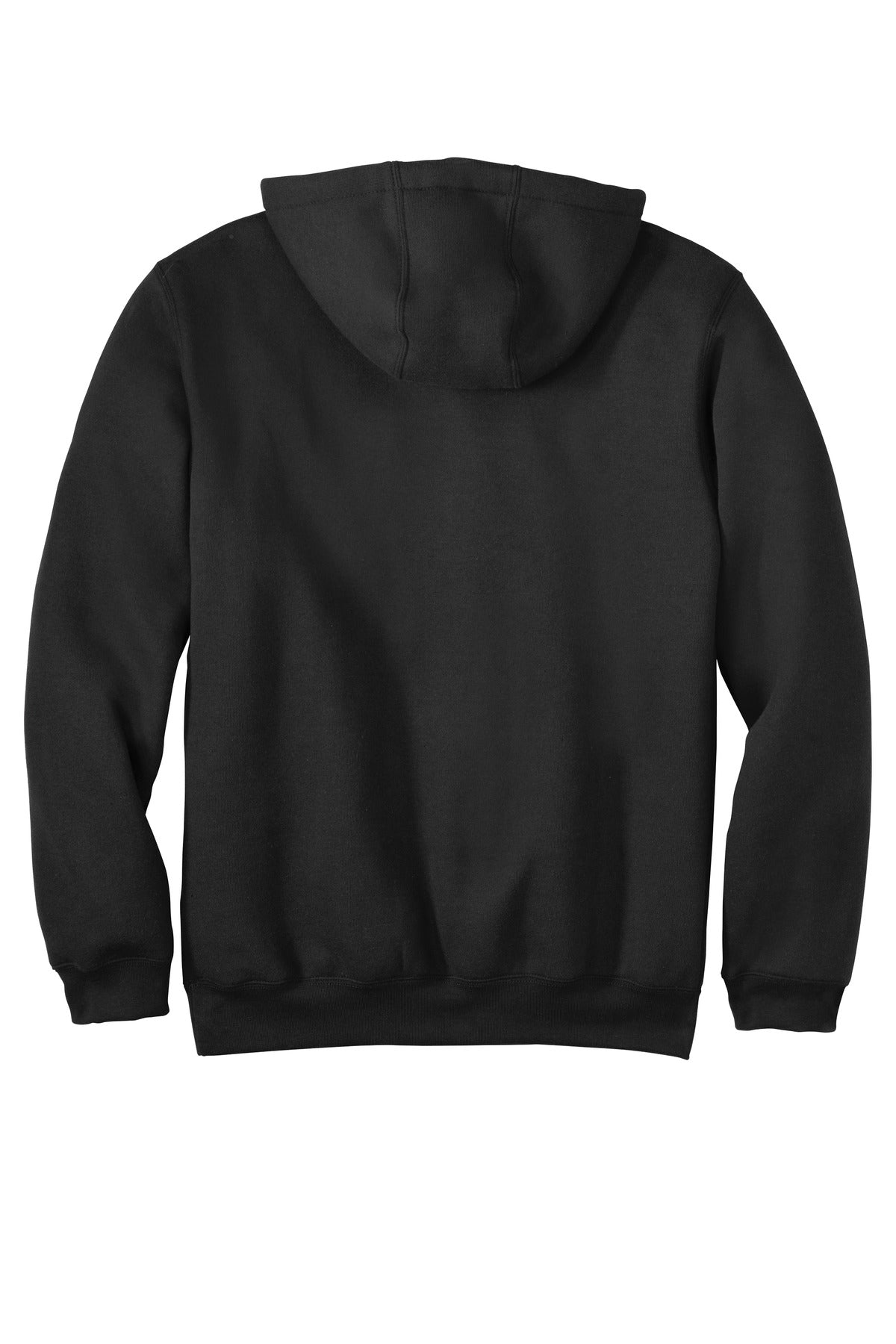 Rear View of Black Carhartt Tall Midweight Hooded Sweatshirt CTTK121