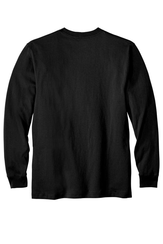 Rear View of Black Carhartt Workwear Pocket Long Sleeve T-Shirt. CTK126