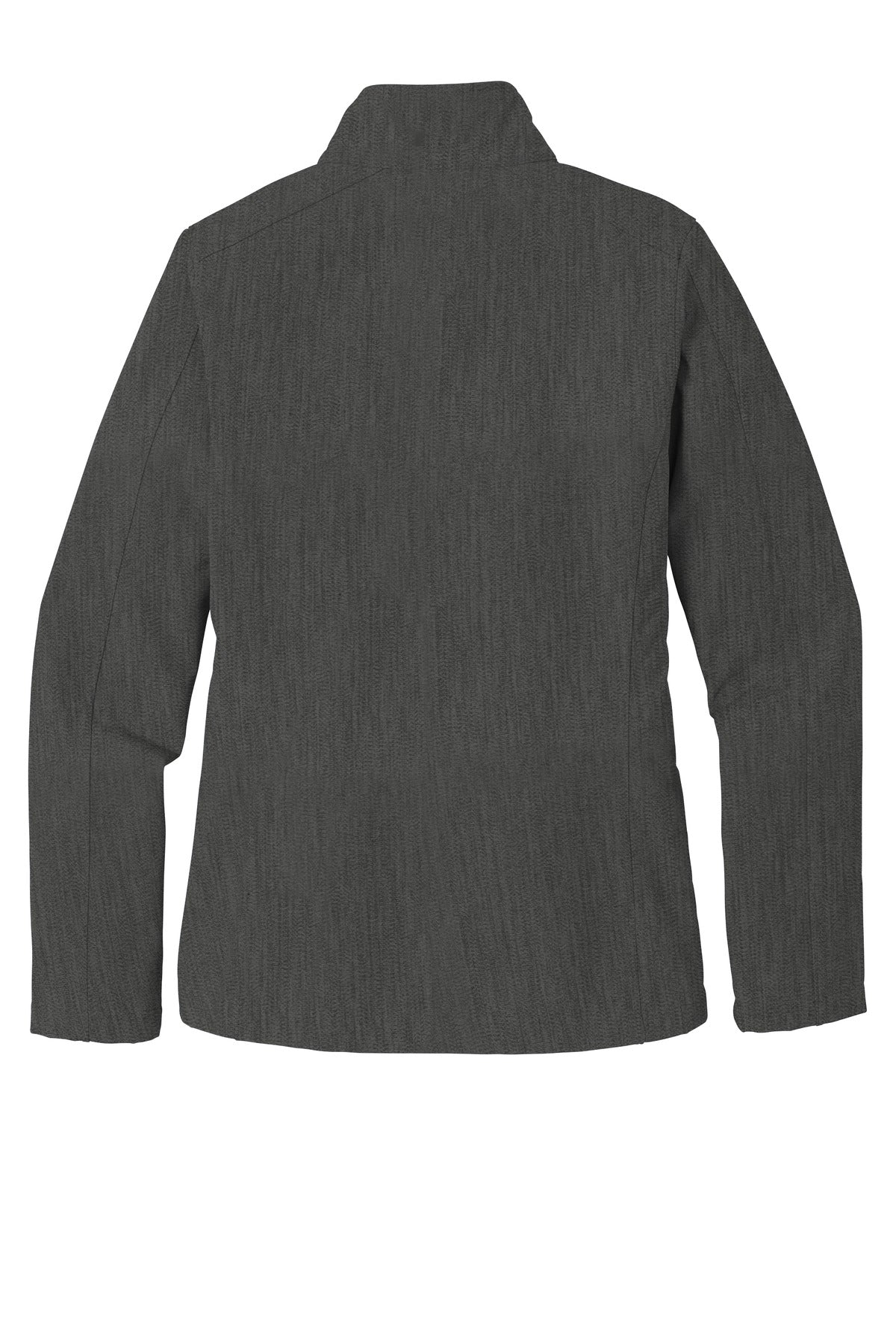 Rear View of Black Char Hth Port Authority Women's Core Soft Shell Jacket. L317