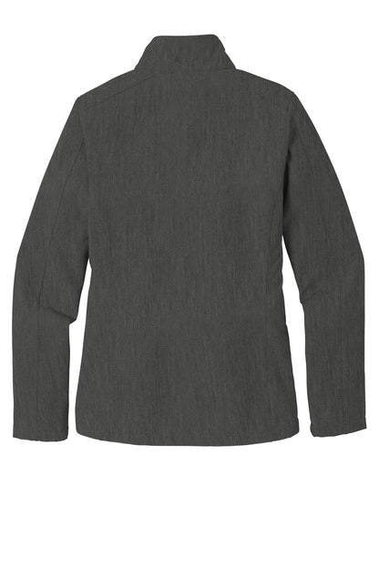 Rear View of Black Char Hth Port Authority Women's Core Soft Shell Jacket. L317